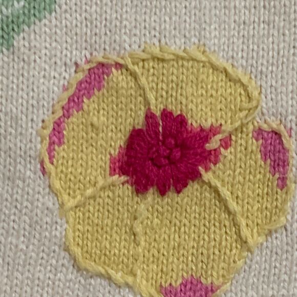 Vintage Eagle's Eye Cardigan Women's LG Pink Embroidered Flowers Knit Sweater - Picture 8 of 15